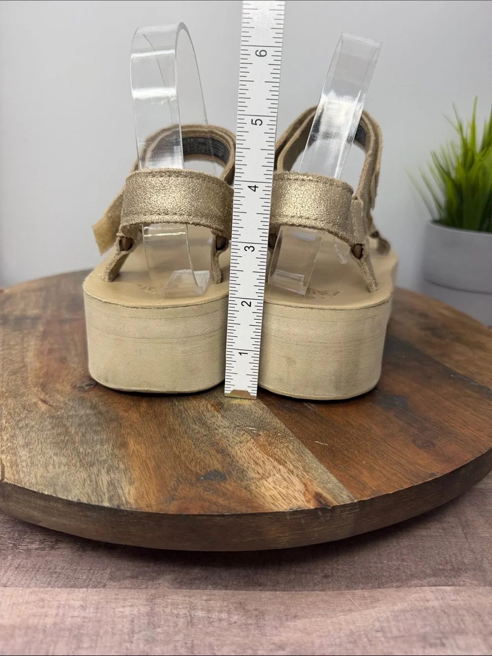 Teva Metallic Gold Platform Sandals - Size: 10
